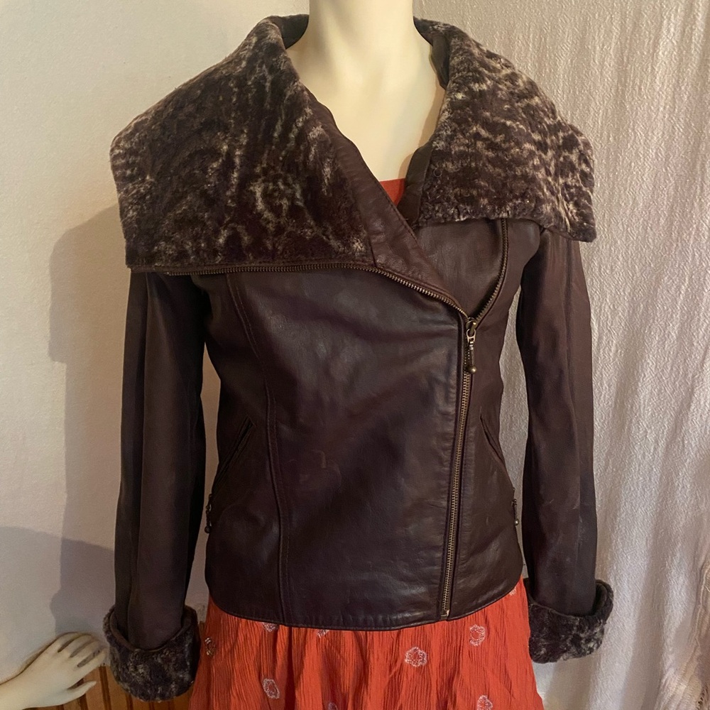 Bomber Jacket with Sheepskin Collar